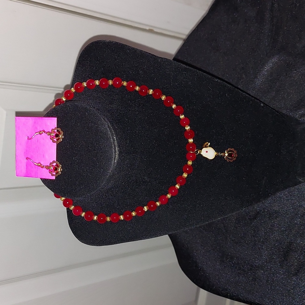 Gemstone Crystal Necklace and Earrings Drop Set  (NEW)